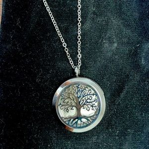 Stainless steel tree of life necklace with color inserts